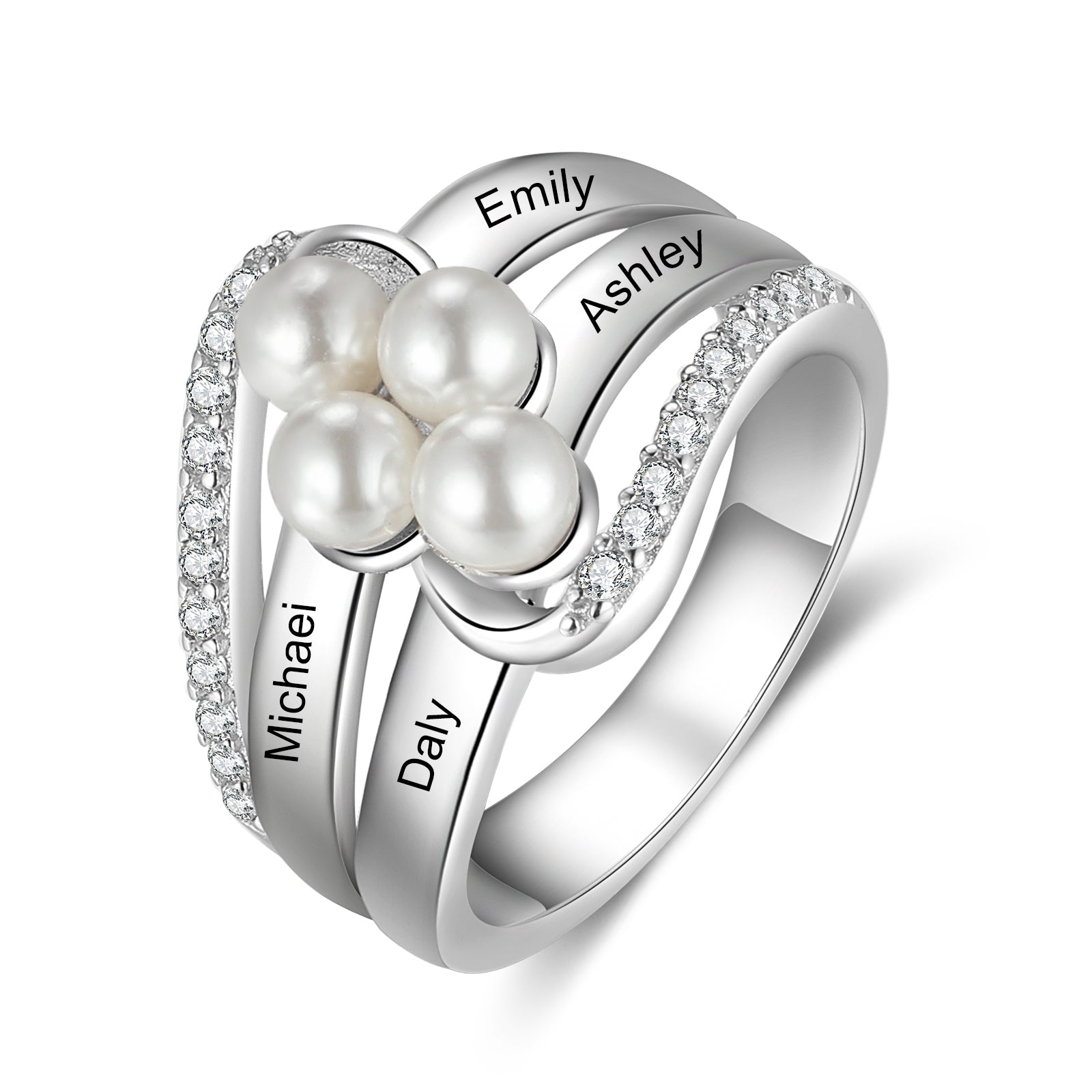 Custom Name Pearl Ring