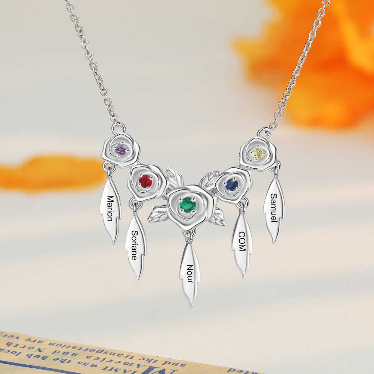 Custom Rose Flower Necklace
