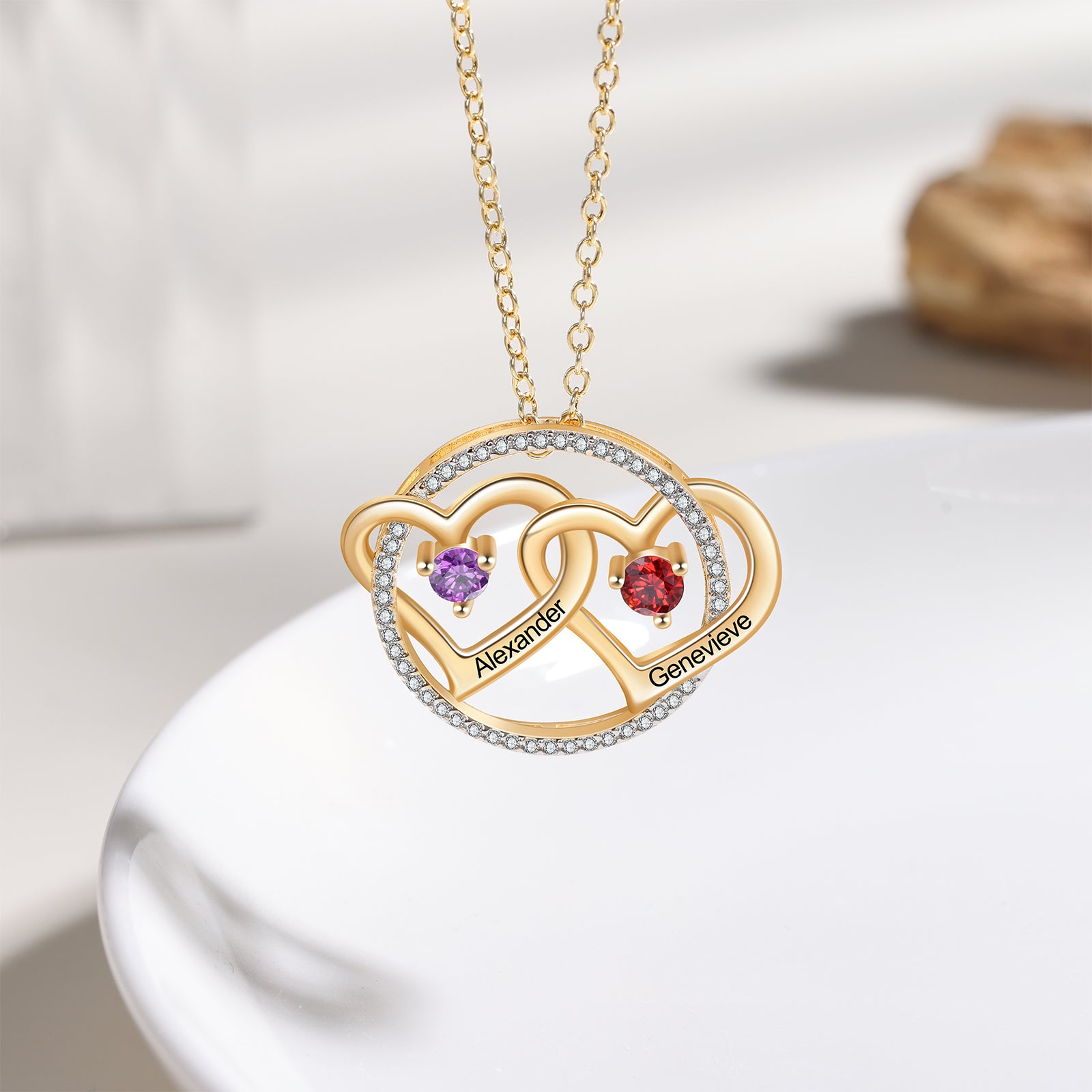 Custom Doule Heart Necklace
