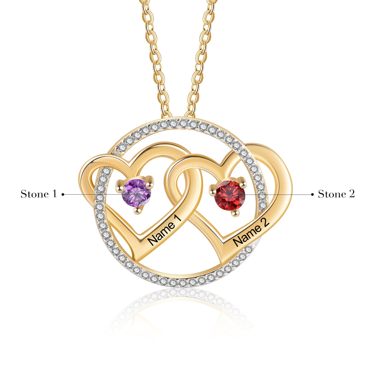 Custom Doule Heart Necklace