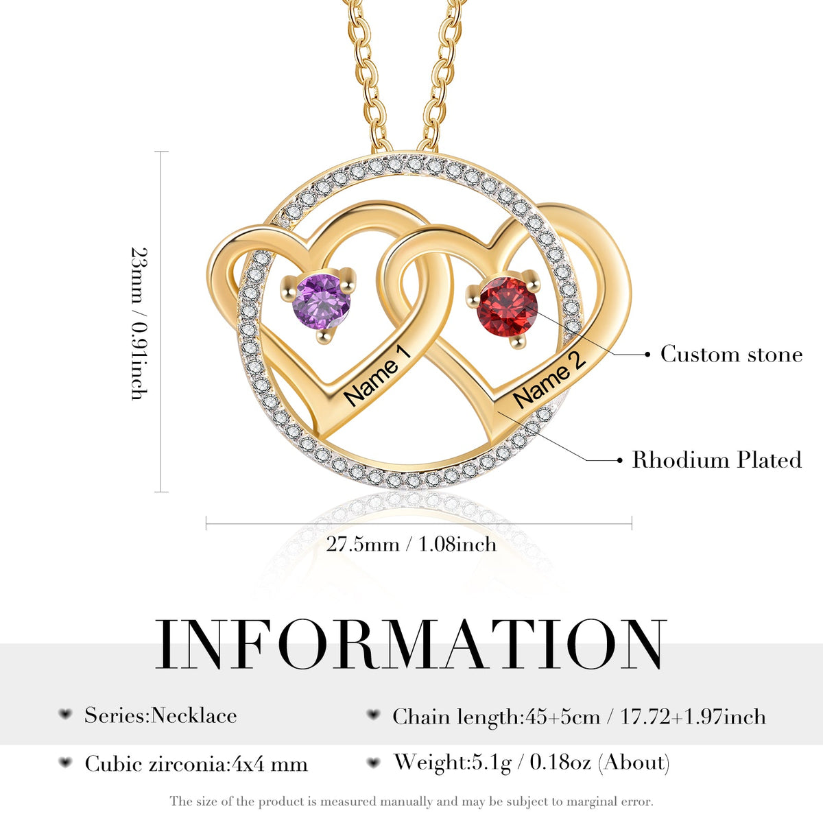 Custom Doule Heart Necklace