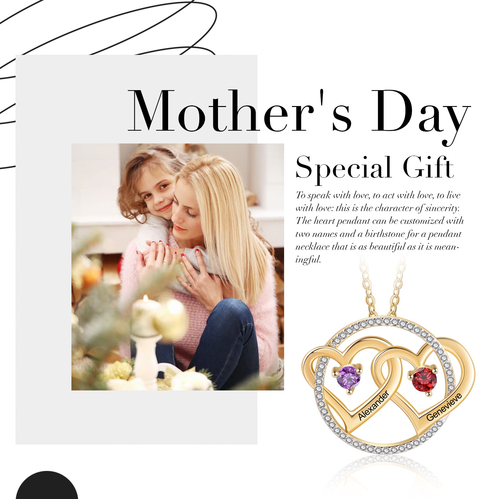 Custom Doule Heart Necklace