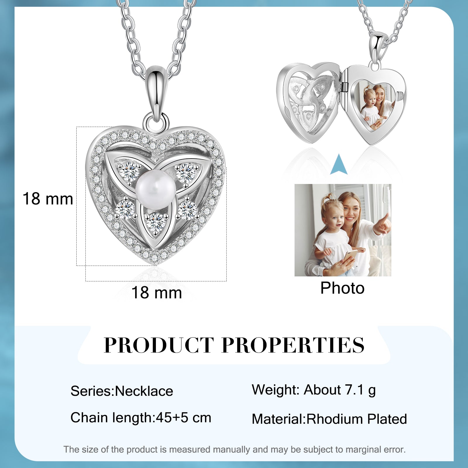 Custom Heart Photo Necklace