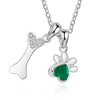 Custom Pet Paw and Bone Necklace