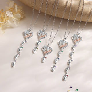 Custom Mama and Heart Necklace with Baby Feet