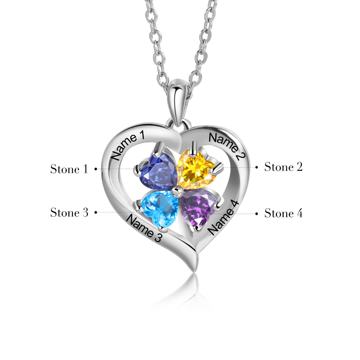 Custom Birthstone Heart Necklace