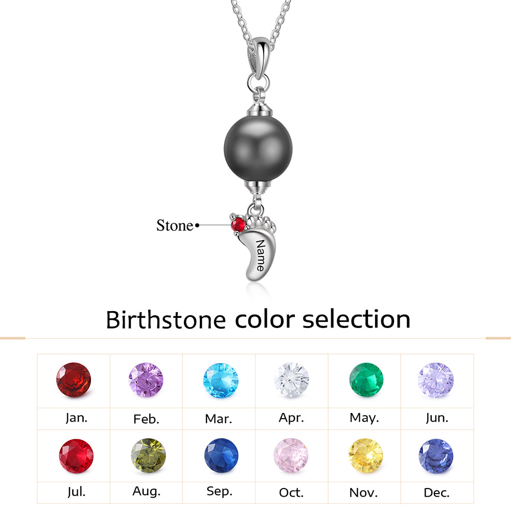 Custom Baby Feet Necklace with Pearl