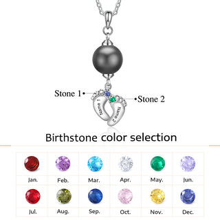 Custom Baby Feet Necklace with Pearl