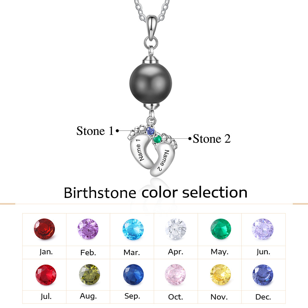Custom Baby Feet Necklace with Pearl