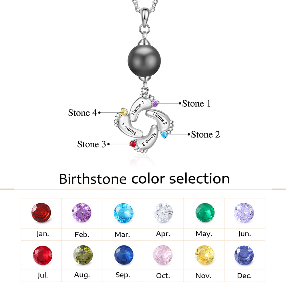 Custom Baby Feet Necklace with Pearl
