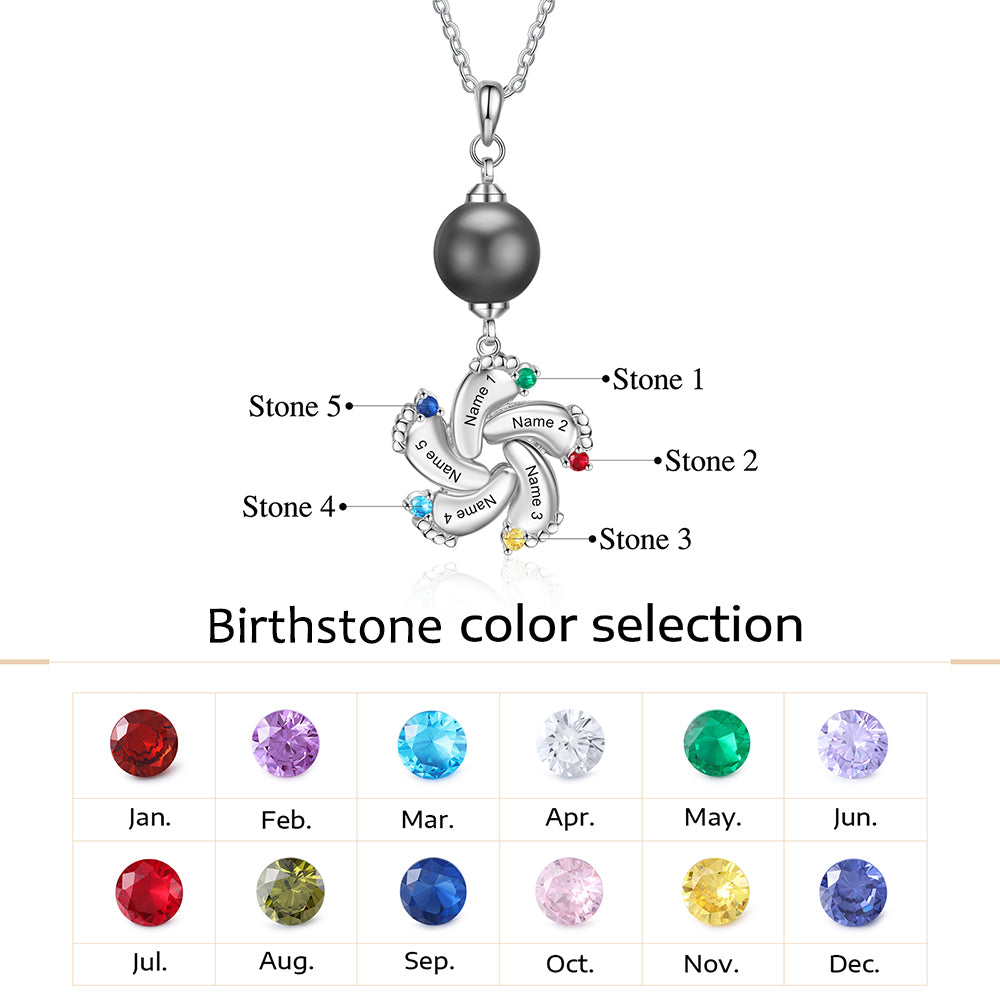 Custom Baby Feet Necklace with Pearl