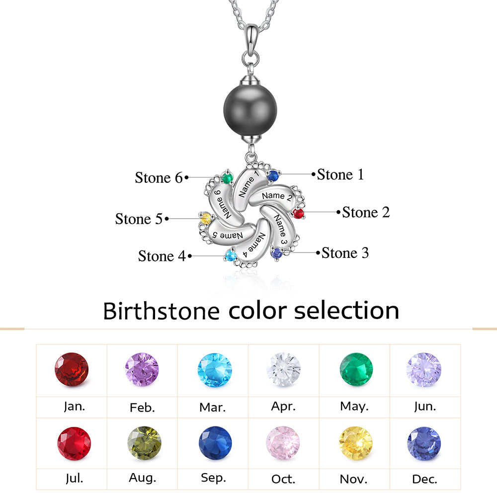 Custom Baby Feet Necklace with Pearl