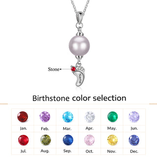Custom Baby Feet Necklace with Pearl