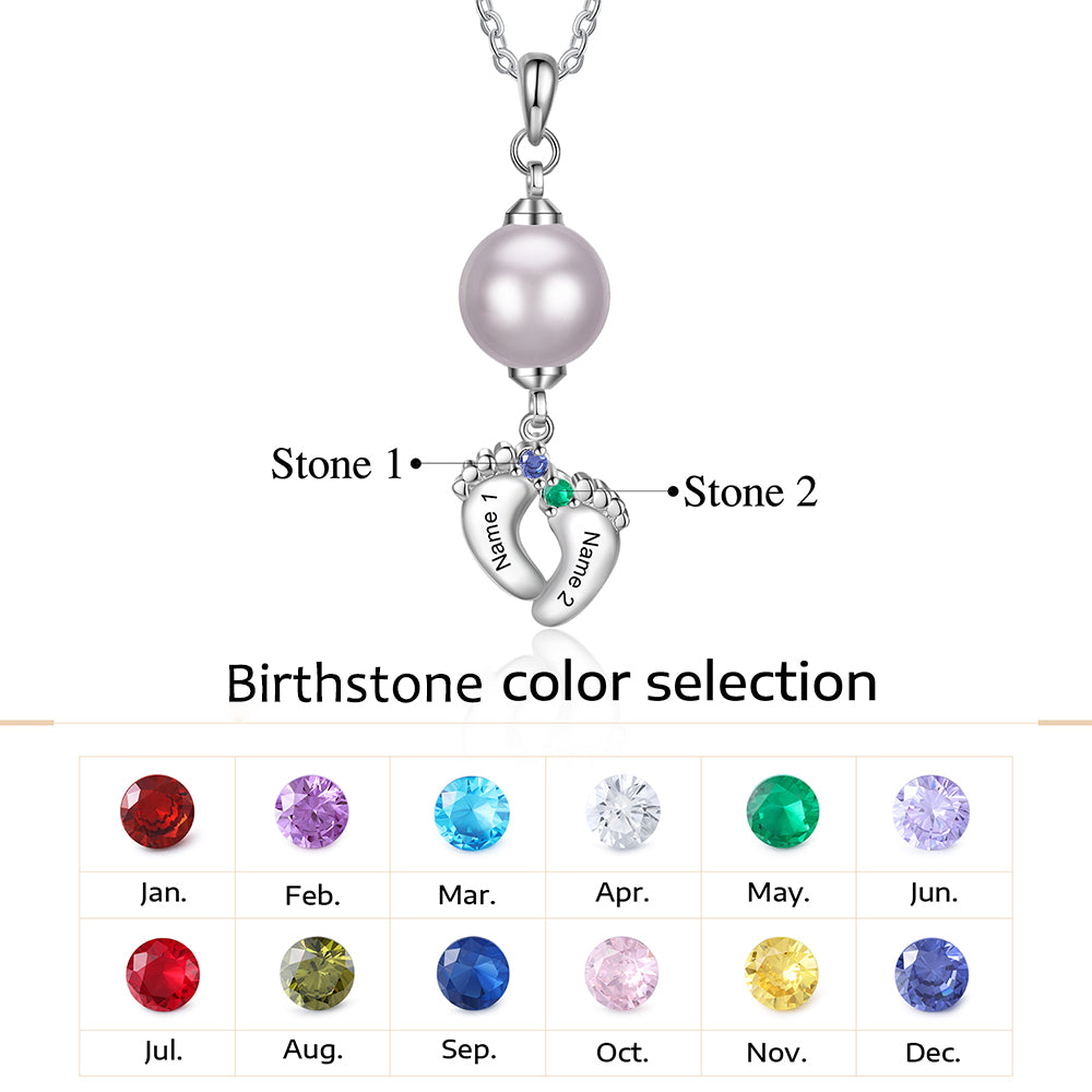 Custom Baby Feet Necklace with Pearl