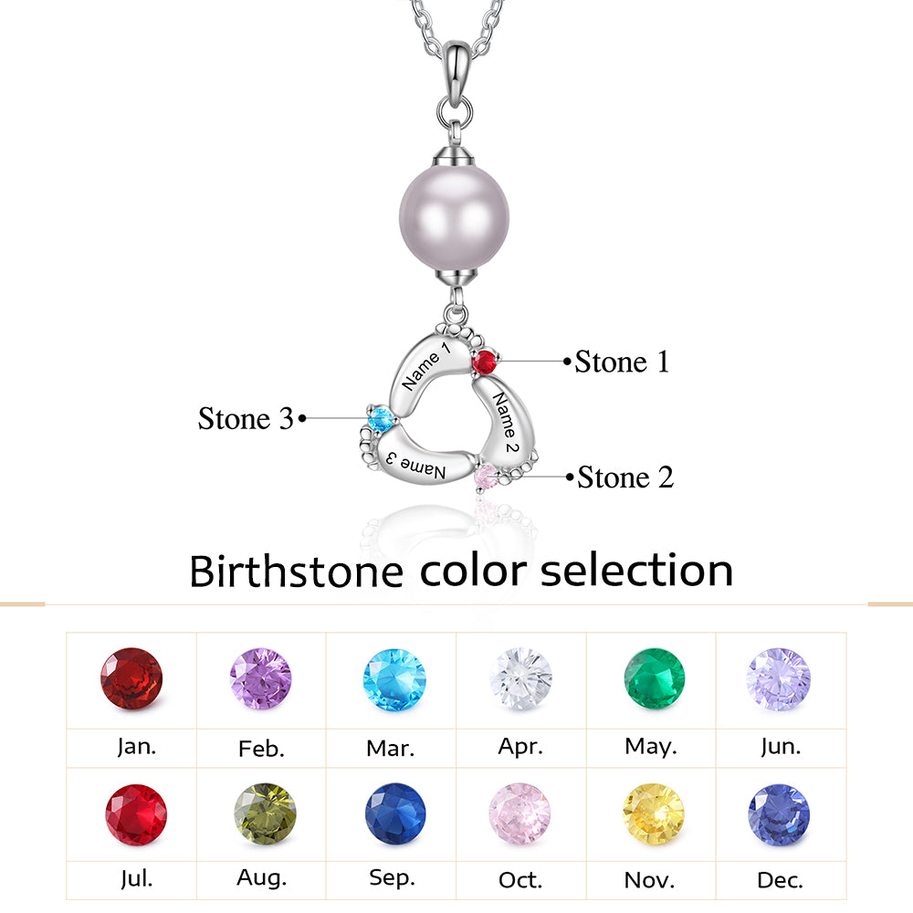 Custom Baby Feet Necklace with Pearl