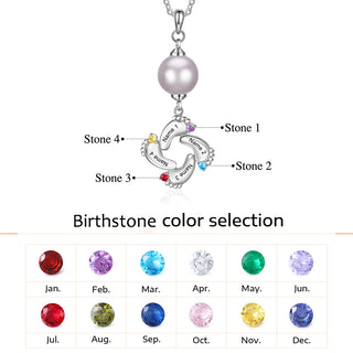Custom Baby Feet Necklace with Pearl