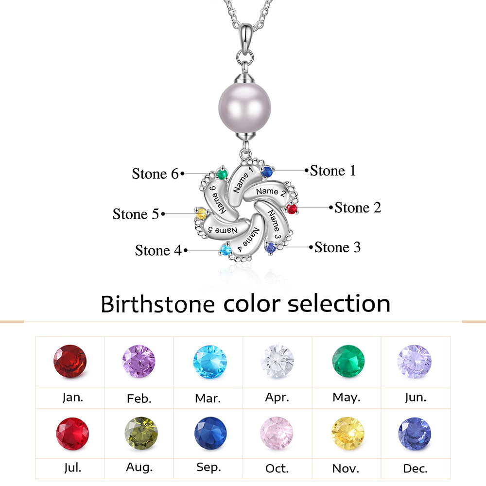 Custom Baby Feet Necklace with Pearl