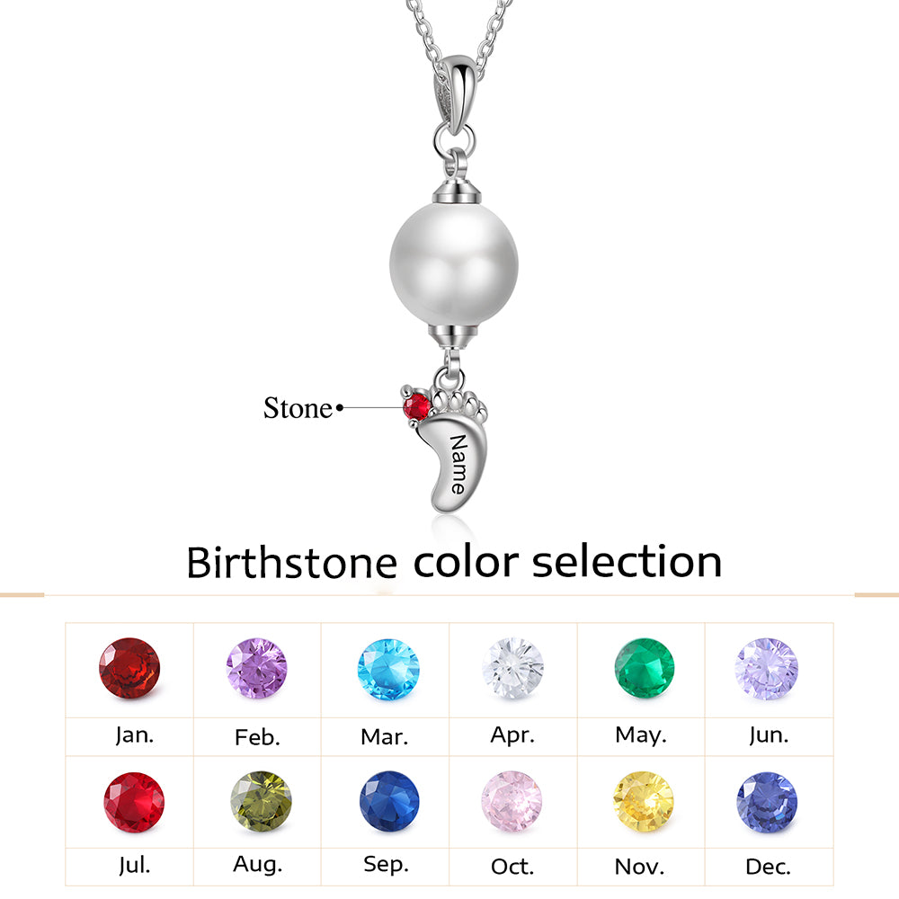 Custom Baby Feet Necklace with Pearl