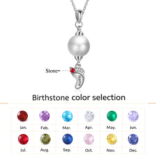 Custom Baby Feet Necklace with Pearl