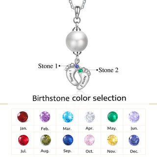 Custom Baby Feet Necklace with Pearl