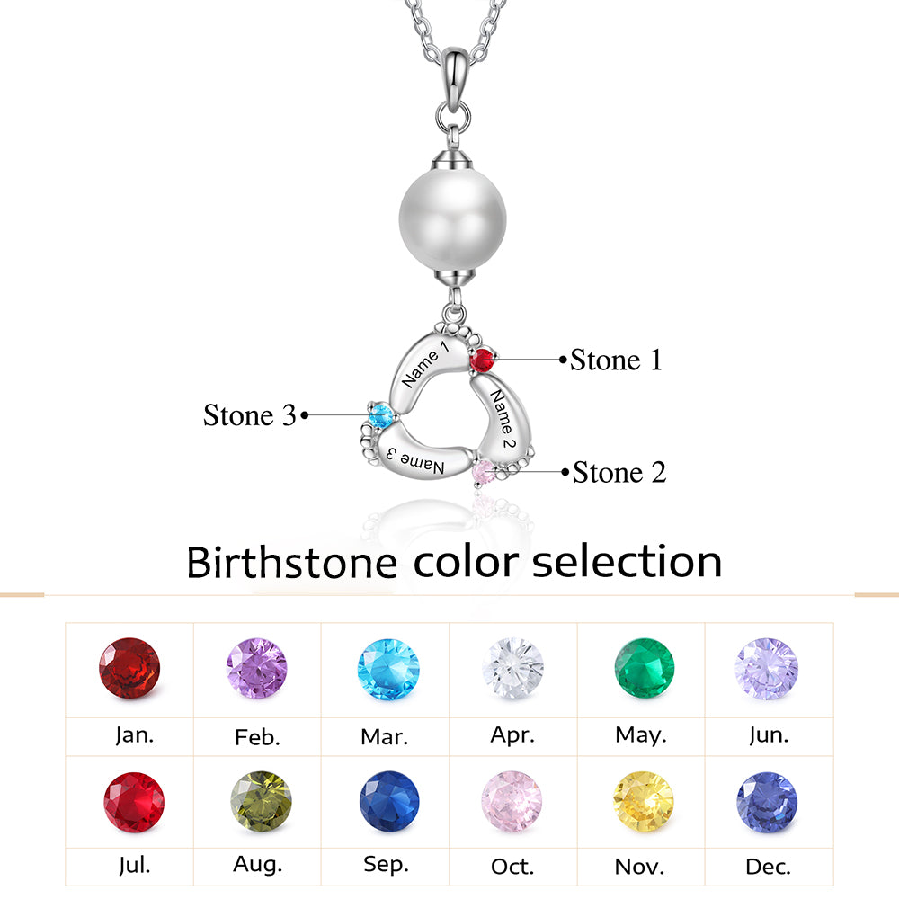 Custom Baby Feet Necklace with Pearl