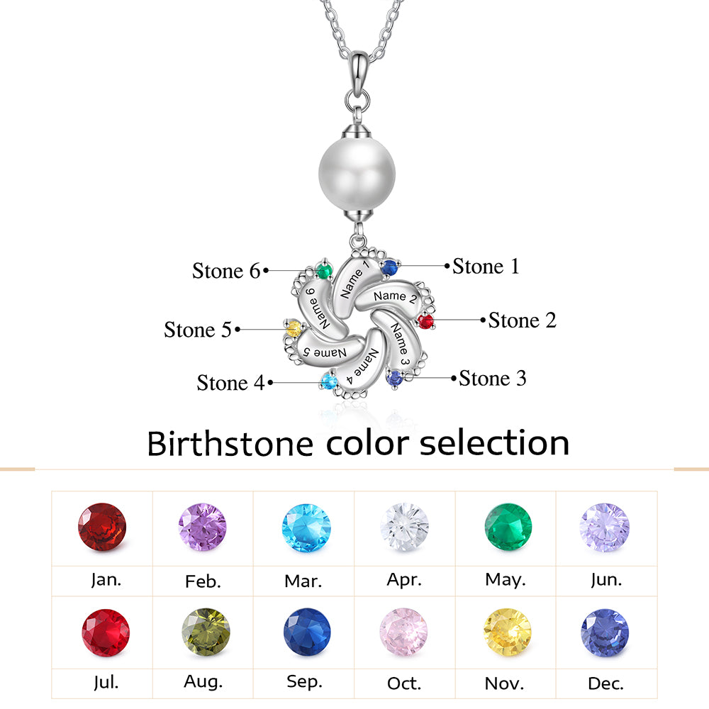 Custom Baby Feet Necklace with Pearl