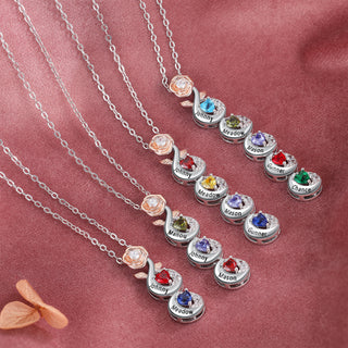 Custom Birthtsone Rose Flower Necklace