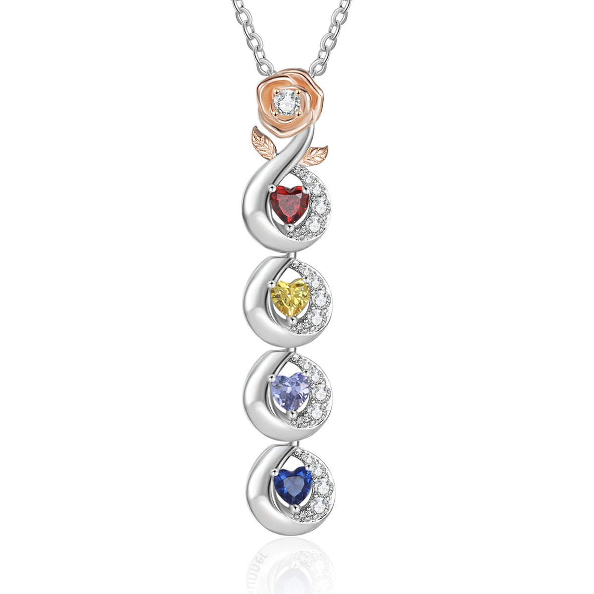 Custom Birthtsone Rose Flower Necklace