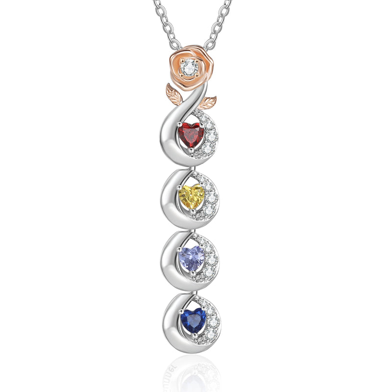 Custom Birthtsone Rose Flower Necklace