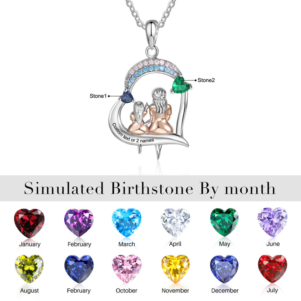 Custom Heart Necklace with Mother and Daughter