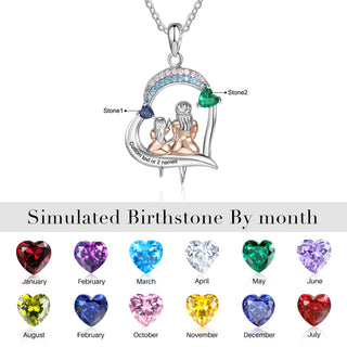 Custom Heart Necklace with Mother and Daughter