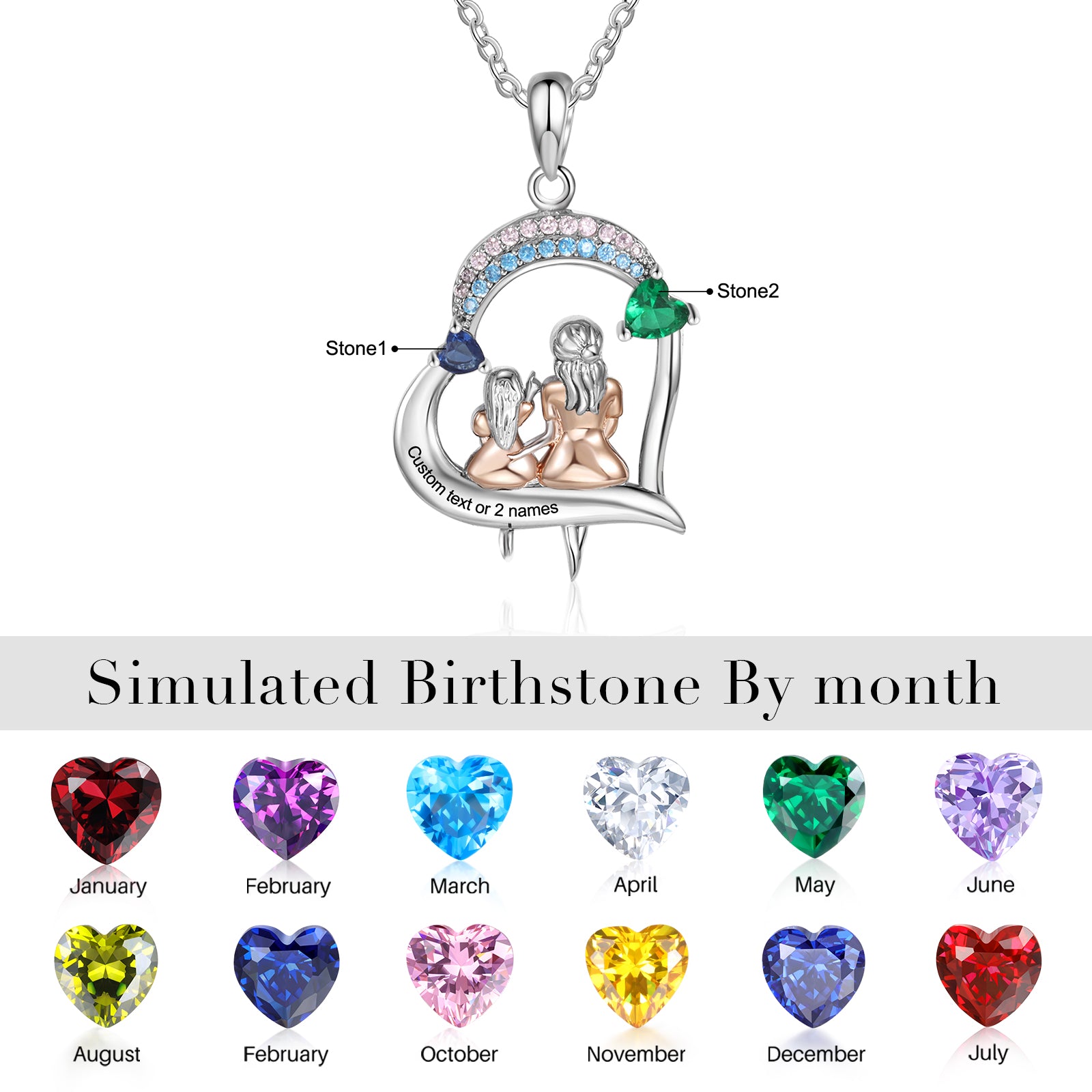 Custom Heart Necklace with Mother and Daughter