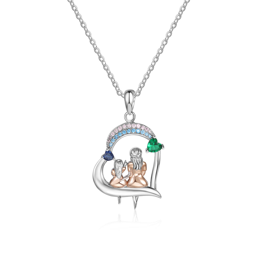 Custom Heart Necklace with Mother and Daughter