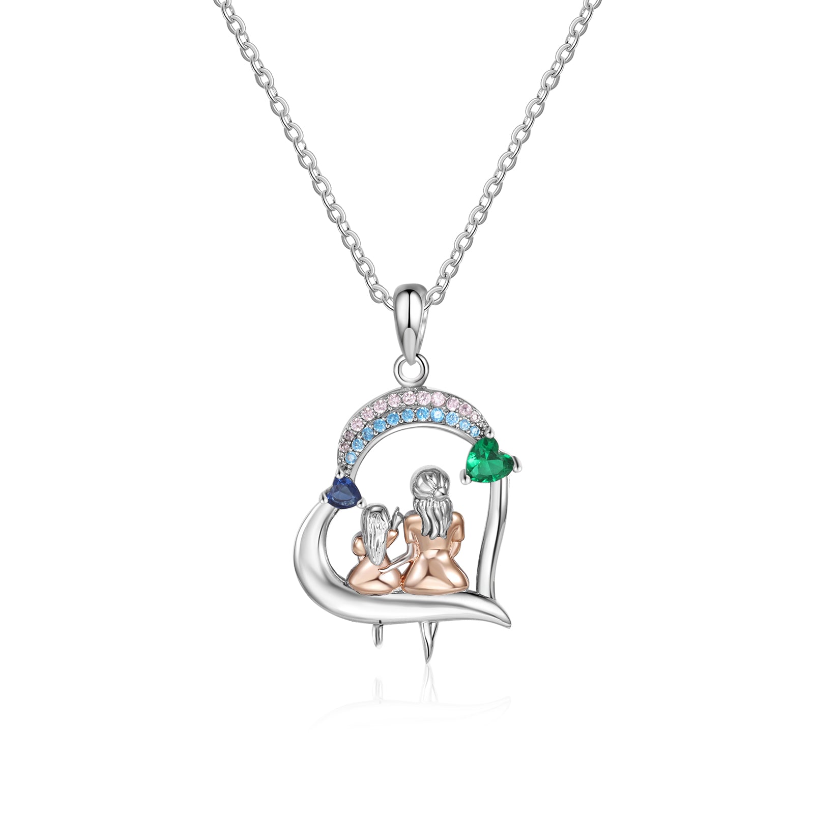 Custom Heart Necklace with Mother and Daughter