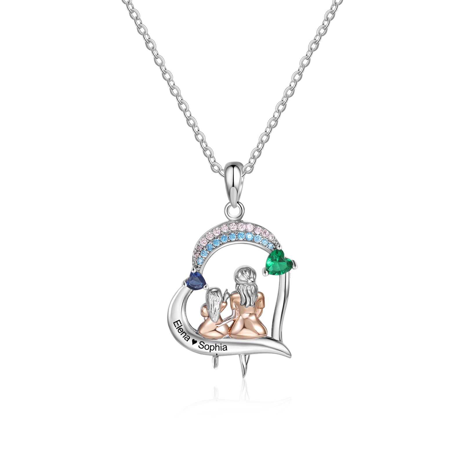 Custom Heart Necklace with Mother and Daughter