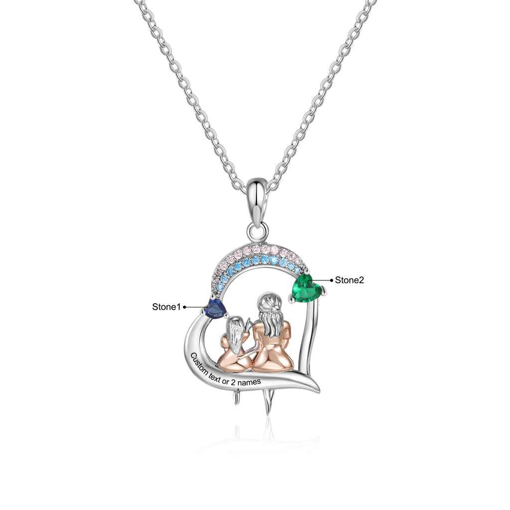 Custom Heart Necklace with Mother and Daughter