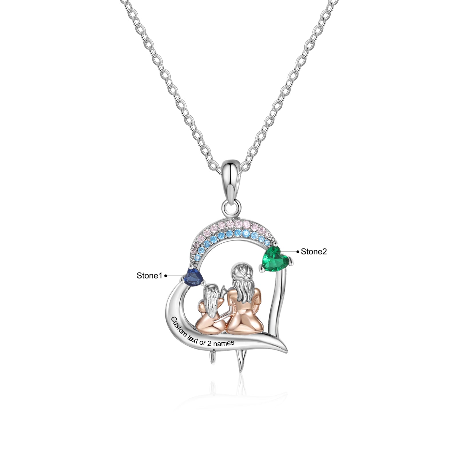 Custom Heart Necklace with Mother and Daughter