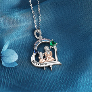 Custom Heart Necklace with Mother and Daughter