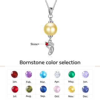 Custom Baby Feet Necklace with Pearl