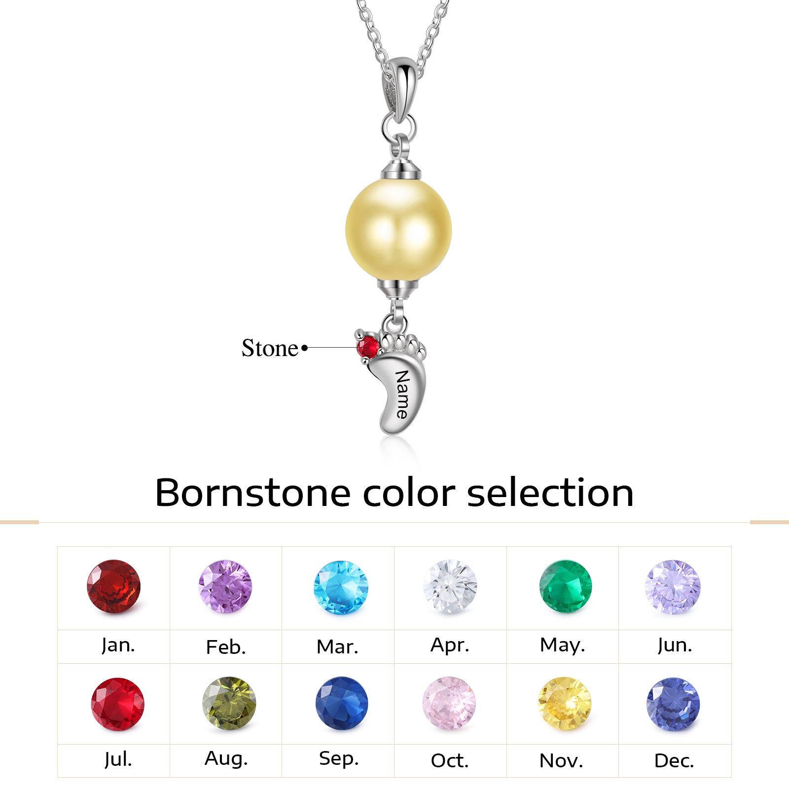 Custom Baby Feet Necklace with Pearl