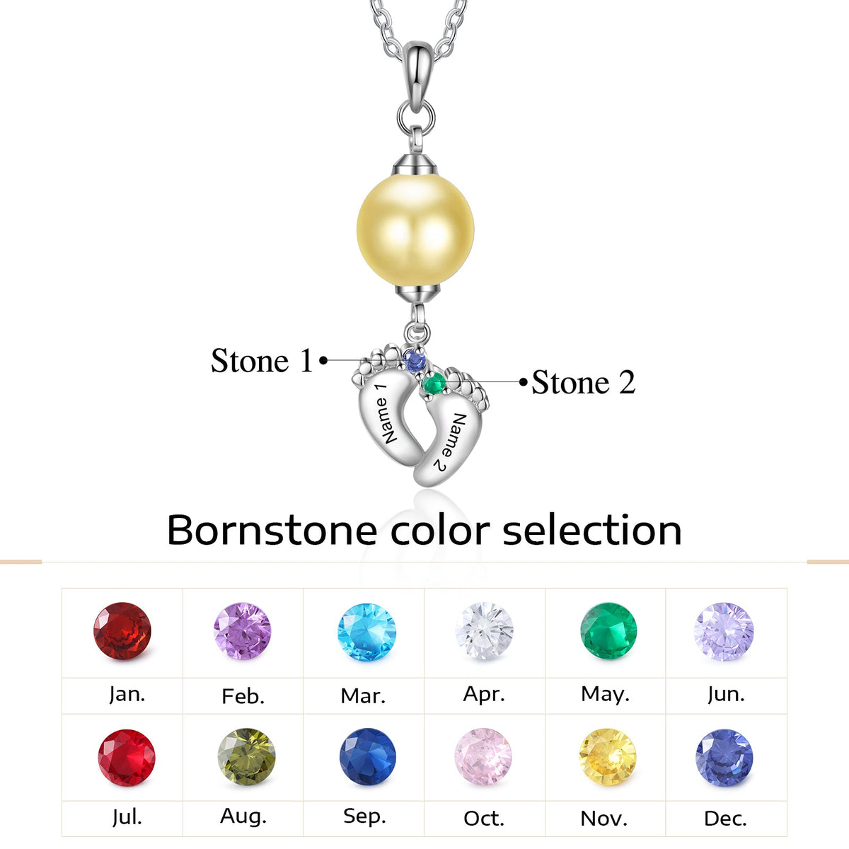Custom Baby Feet Necklace with Pearl