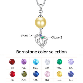 Custom Baby Feet Necklace with Pearl