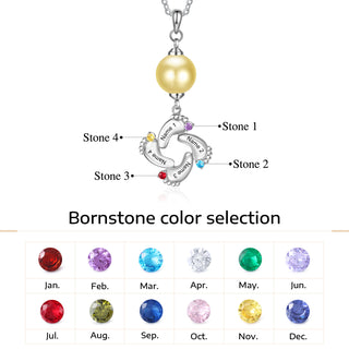 Custom Baby Feet Necklace with Pearl