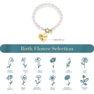Custom Birthflower Heart Bracelet