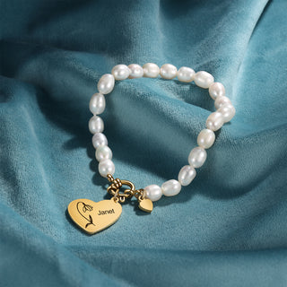 Custom Birthflower Heart Bracelet