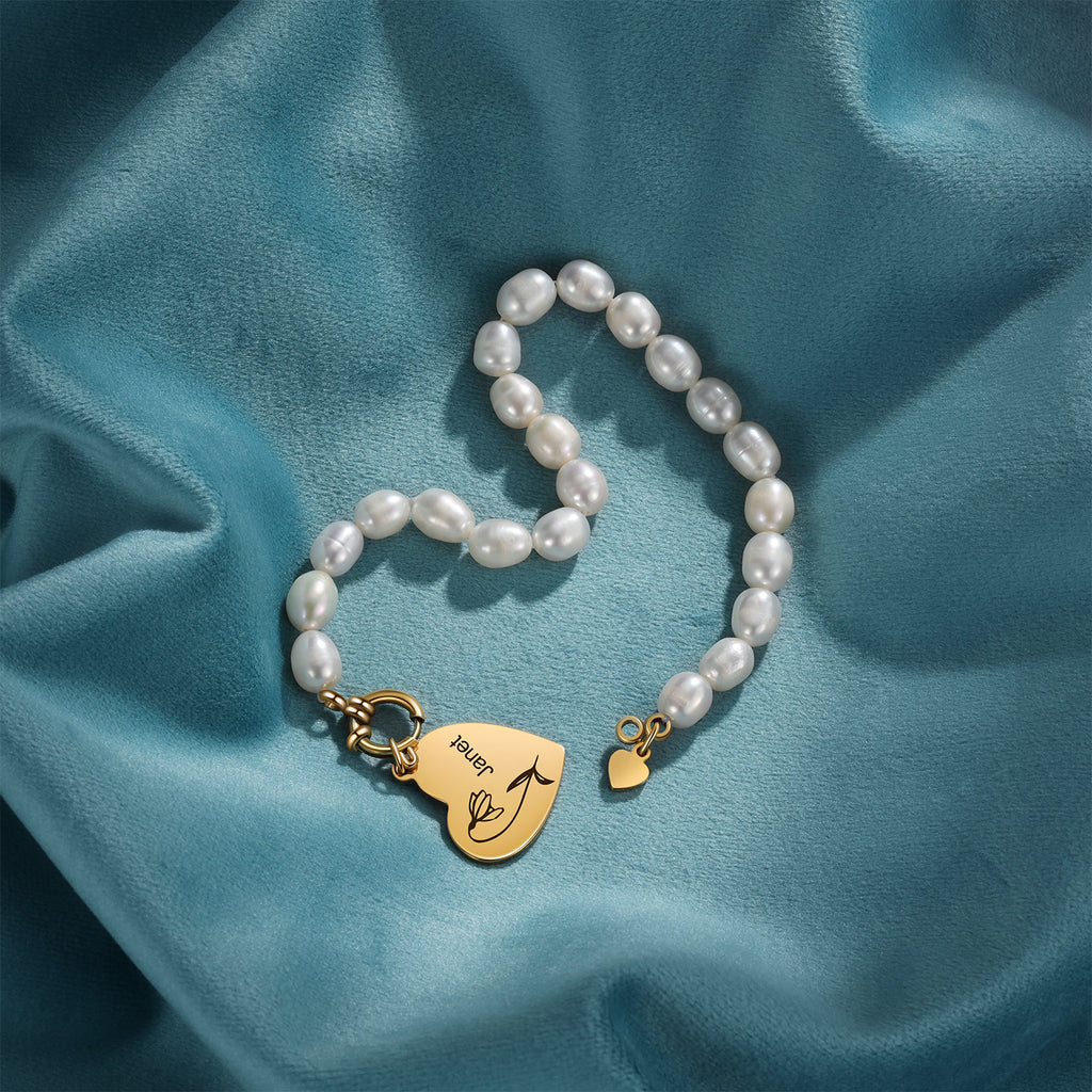 Custom Birthflower Heart Bracelet