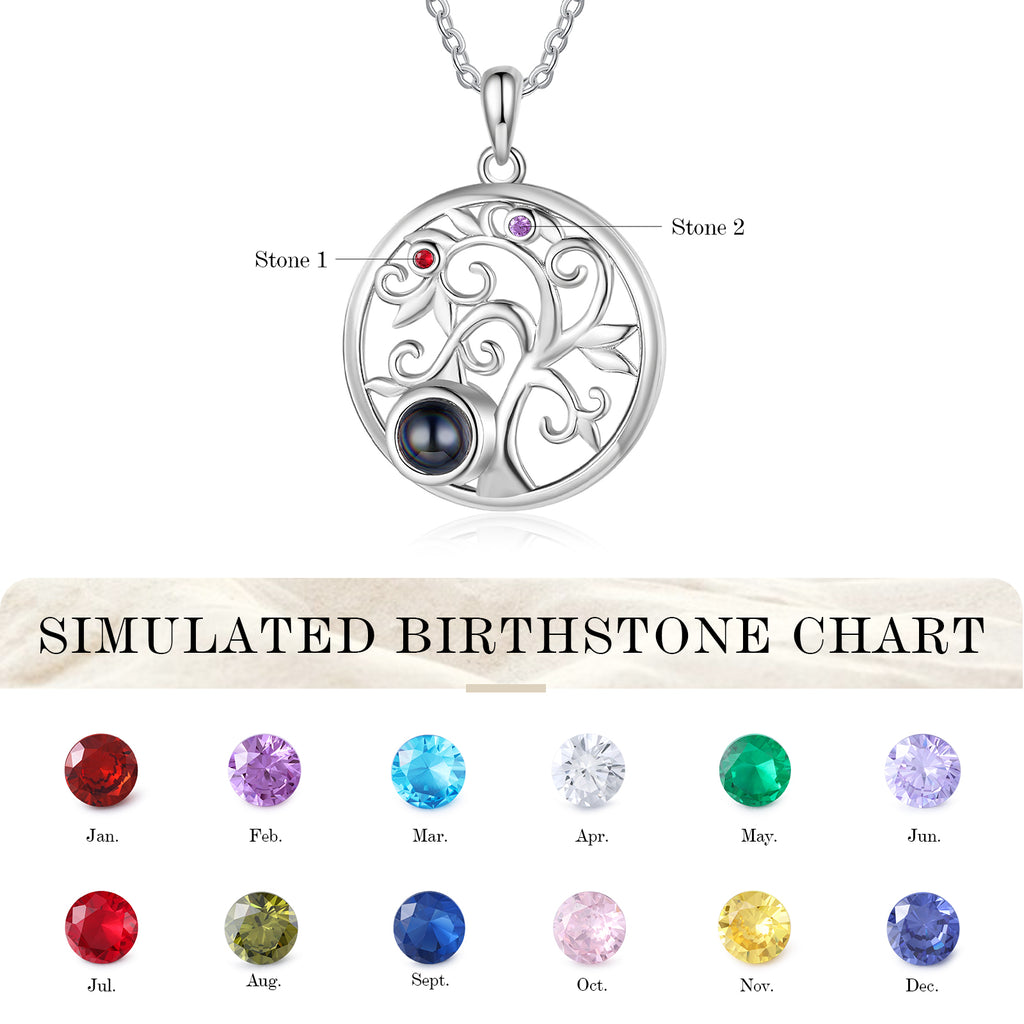 Custom Family Tree Photo Projection Necklace