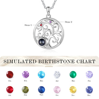 Custom Family Tree Photo Projection Necklace