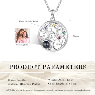 Custom Family Tree Photo Projection Necklace