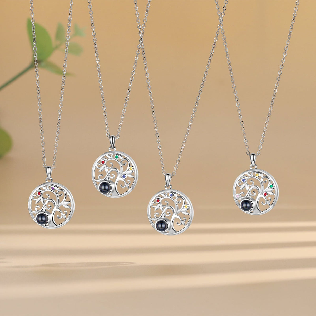 Custom Family Tree Photo Projection Necklace
